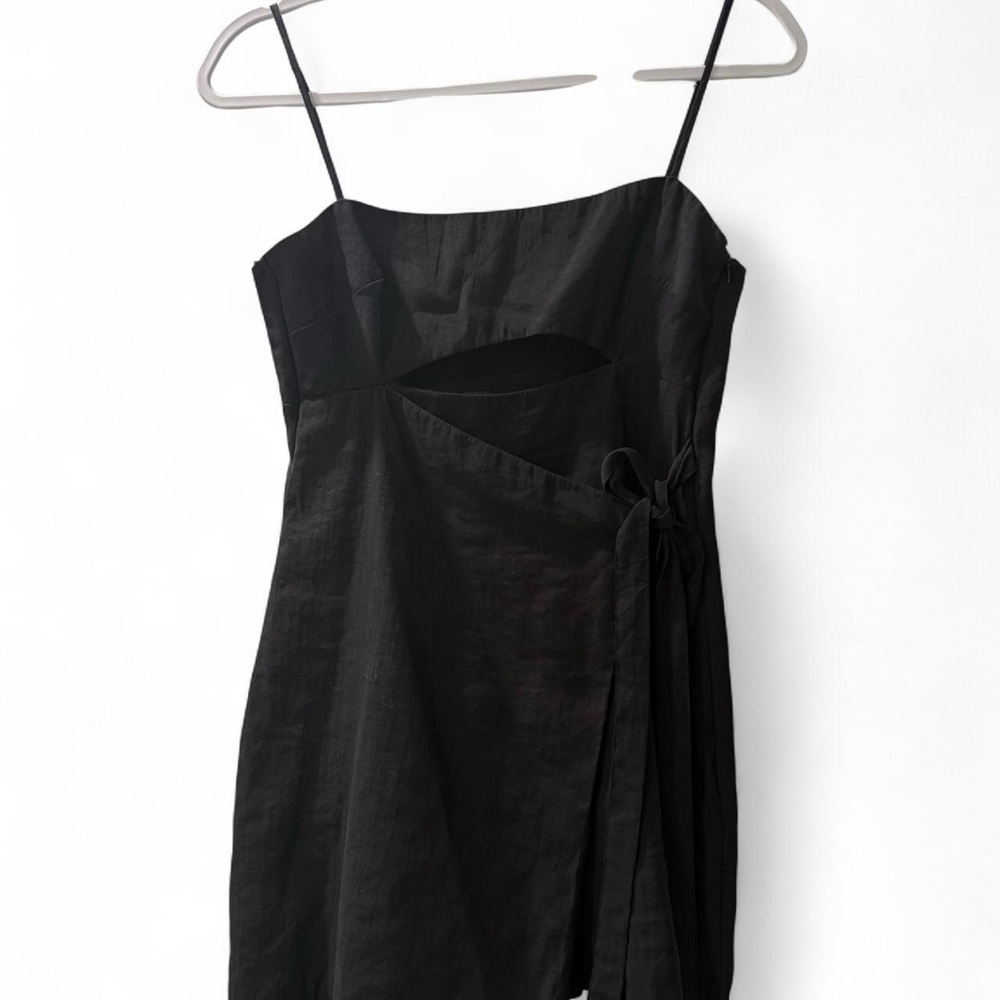 Zara Chic Black Spaghetti Strap Mini Wrap Dress - Picture 5 of 7